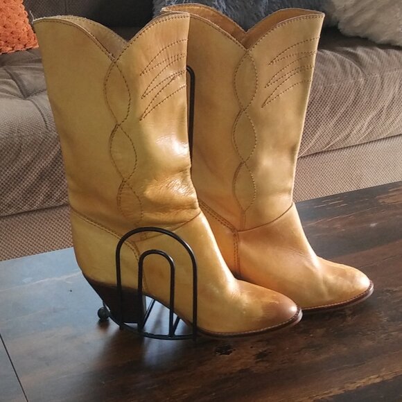Galliano Shoes - Vintage Galliano Tan Cowboy Boots
